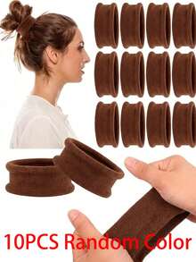 20 Stücke elegante Haargummis - dicke nahtlose elastische Pferdeschwanz-Seile, rutschfest, weich und bequem, klassische Farben, geeignet für verschiedene Frisuren, Damen-Haaraccessoires - Braun - Übersicht 5