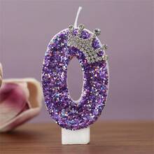 1PC Purple Crown 0-9 Number Birthday Candle Creative New Style, Rhinestone Crown, Suitable For Cake Decoration, Dessert Table, Party Birthday Celebration Candles. - View 15