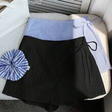 Fengyu Women's Clothing Store  Conjunto de pantalón y falda de 100% algodón blanco, Primavera/Verano 2026, incluye pantalón/falda blanca y pantalón/falda a rayas negras, diseño de múltiples piezas, adecuado para vacaciones de mujeres, Pascua, Día de San Patricio, fiesta, boda, graduación, elegante, casual, lujoso, salida, ocasión formal, Día de San Valentín, carnaval, playa, ocio, universidad, moda, viaje al trabajo y otras ocasiones - Multicolor - Ver 5