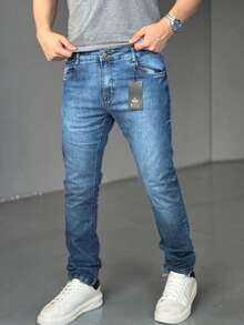 Men's Slim Fit Premium Denim Jeans With Elastane Lycra - 藍色亞洲 - 查看 2