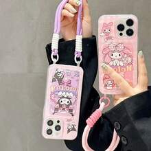 SANRIO Ốp điện thoại Kuromi & My Melody 17/14/15/16 Pro có ngăn đựng thẻ, tương thích với Apple 12/13, kèm dây đeo, phụ kiện bảo vệ điện thoại thời trang cá nhân hóa. - Nhiều màu - Xem 3