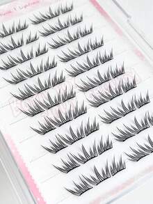 Set de 60 piezas de pestañas postizas ligeras y delgadas de segmento sin pegamento de color azul claro con forma de lágrima para verano, naturales y cómodas, adecuadas para principiantes, personas con párpados caídos, uso diario, citas y salidas - Ver 6