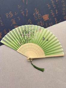 1把复古流苏折扇，中式经典折扇，汉服旗袍配饰，舞蹈表演扇，伴娘扇，家居装饰扇，便携式手持扇 - 多色 - 查看 7