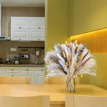 棕色人造蘆葦花束，大兔尾草，43.18cm 波希米亞風人造蓬鬆蘆葦，婚禮家居桌面派對裝飾（經典款） - 白綠色 - 查看 3