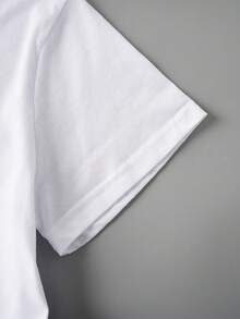 Graphic Print T-Shirt, Short Sleeves And Round Neck, Casual Top For Summer And Spring, Women's Clothing - White - View 3