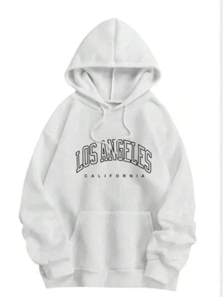 Men's Hoodie With Drawstring, Angel Print, And Kangaroo Pocket. Thick, High-Quality Fabric. Graphic Design. Comfortable Men's Hoodie, Ideal For Year-Round Wear. - 白色 - View 1