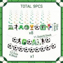 1 Set de suministros para fiesta de fútbol: Pancarta, decoración de corona, tema deportivo para cumpleaños de niños, decoración de bar. La colorida pancarta y los remolinos colgantes crean una atmósfera festiva de juego, mejorando la decoración de cumpleaños y la decoración de fútbol. Incluye pancarta "Goal", corona y 8 remolinos colgantes con tema de fútbol, perfecto para la decoración de la fiesta de fútbol para cumpleaños de niños, días de juego o eventos de bar. No se requieren herramientas complejas, se puede configurar en minutos para transformar instantáneamente tu espacio. - multicolor - Ver 10