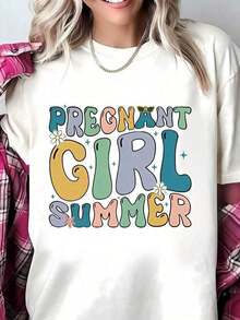 Summer T-Shirt For Pregnant Women 100% Cotton, Maternity T-Shirt, Mother's Day T-Shirt, Printed T-Shirts 100% Cotton For Women, Spring/Summer Graphic T-Shirts For Women, Breathable And Comfortable. - 孕婦襯衫005 - 查看 8