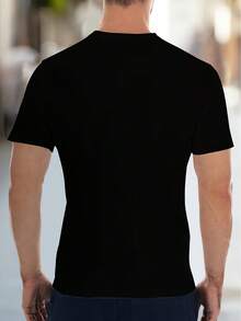 Camiseta de Hombre con Estampado de Day Trader y Mercado Bovino - Tela Suave y Transpirable, Cuello Redondo Casual de Verano, Manga Corta, Lavable a Máquina, Adecuada para Gimnasio y Uso Diario, Camiseta con Estampado Atrevido - Negro - Ver 2