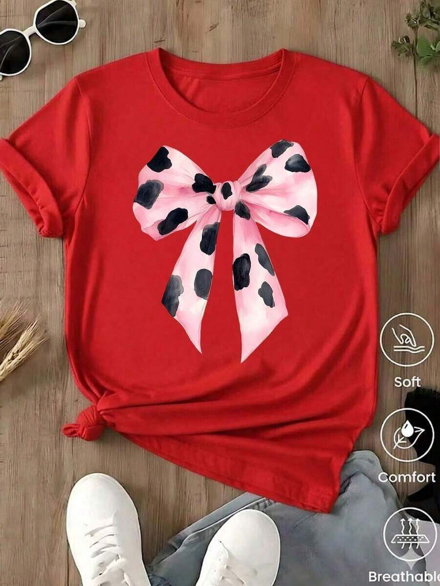 Unisex Casual One-Piece T-Shirt! The Women's Version Features A Classic Black Base With A Leopard And Lion Print, Offering A Retro-Chic And Versatile Style. Effortlessly Create A Casual Urban Look, Suitable For Everyday Wear, Vacations, And Leisure Activities. - 紅色的.... - 查看 1