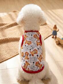 LUCKIE PAW 2pcs/Set Cute Lion Pattern Pet Vest, Physical Anti-Flea Reduce Shedding Insulation Breathable Dog Vest Suitable For Small & Large Dogs, Indoor & Outdoor - Multicolor - View 4