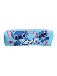 1 hộp bút kéo khóa Disney Lilo & Stitch họa tiết hoạt hình Stitch dung tích lớn, hộp đựng văn phòng phẩm cho học sinh, đồ dùng học tập - Màu xanh (trái tim) - Xem 6