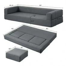 Modern Upholstered 4-Piece Modular Sofa Set For Living Room - Grey - View 7