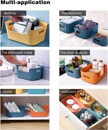 12 Pack Plastic Storage Baskets Multiple Color Storage Boxes Organizing Bins Kitchen Shelves Cupboard Office Home Organization - Multicolor - View 5