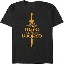 Camiseta de manga corta para hombre con estampado de espada, negra.jpg - Negro - Ver 1