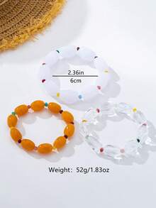 3pcs/Set Dopamine Beaded Bracelet, Colorblock Layered Beaded Bracelet ...