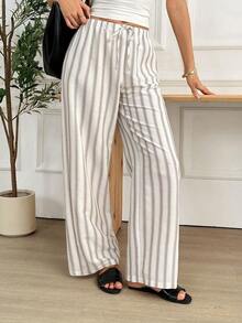 Pantalones anchos de pierna ancha de satén negro de larga duración con ajuste cómodo para mujeres, pantalones de satén negro, pantalones de seda para mujeres, pantalones de satén negro, pantalones de seda negra, pantalones casuales para mujeres - Multicolor - Ver 5