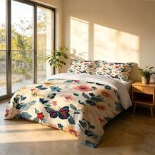 1 Set Sprei Motif Kupu-kupu Retro Definisi Tinggi, 1 Sarung Selimut 2 Sarung Bantal, Proses Pewarnaan Aktif, Kain Lembut Ramah Kulit, Tidak Berbulu atau Pudar, Pengerjaan Halus, Tersedia Berbagai Ukuran, Cocok Untuk Kamar Tidur, Kamar Tamu, Sewa Liburan - 7159+SJT+W - View 8