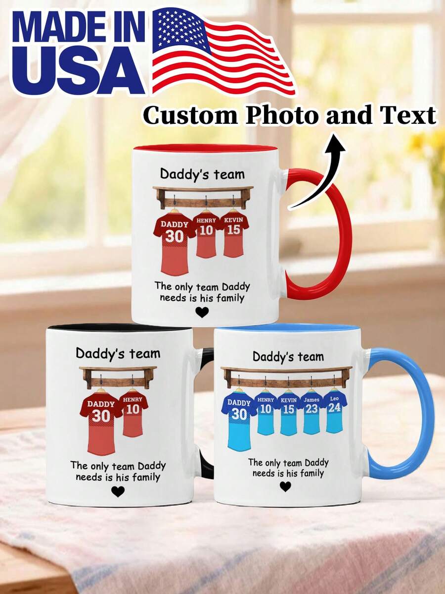 1pc 11oz Photo Mug For Dad, Father's Day Mug, Multiple Photos Can Be Customized, A Birthday Gift For Dad, Customized Family Mug, A Water Mug Exclusive To Dad, A Photo Memento Gift, Anniversary Gift. - Style 4 - View 1