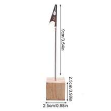 1/5/10pcs Cube Base Memo Clip Holder With Alligator Clip Wood Table Number Holder Cube Base Place Card Stand Mini Photo Menu Stand For Displaying Number Card For Wedding Table - A - View 4