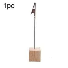 1/5/10pcs Cube Base Memo Clip Holder With Alligator Clip Wood Table Number Holder Cube Base Place Card Stand Mini Photo Menu Stand For Displaying Number Card For Wedding Table - A - View 11