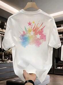 Camiseta de manga corta para hombre,% algodón, de marca de moda, estilo moderno, talla, versátil y casual, adecuada para todas las estaciones. Se puede usar como capa base en primavera y otoño o sola en verano. Estilo unisex, perfecta para amigos. Camiseta de marca de moda,% algodón y de alta calidad. - Blanco - Ver 11