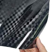 Grid Checkered Carbon Fiber Vinyl Self Adhesive Film Waterproof Decor Sticker For Car Motorcycle Modification - Checkered Glossy - View 9
