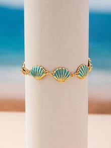 1pc Fashionable Delicate Personalized Design Beachy Shell Bracelet, Versatile Daily Wear For Women - Blue - View 3
