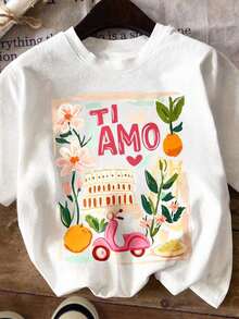 DrmWander Camiseta de mujer, camiseta de manga corta con gráfico de estilo casual de calle, top de verano lindo - Blanco - Ver 3