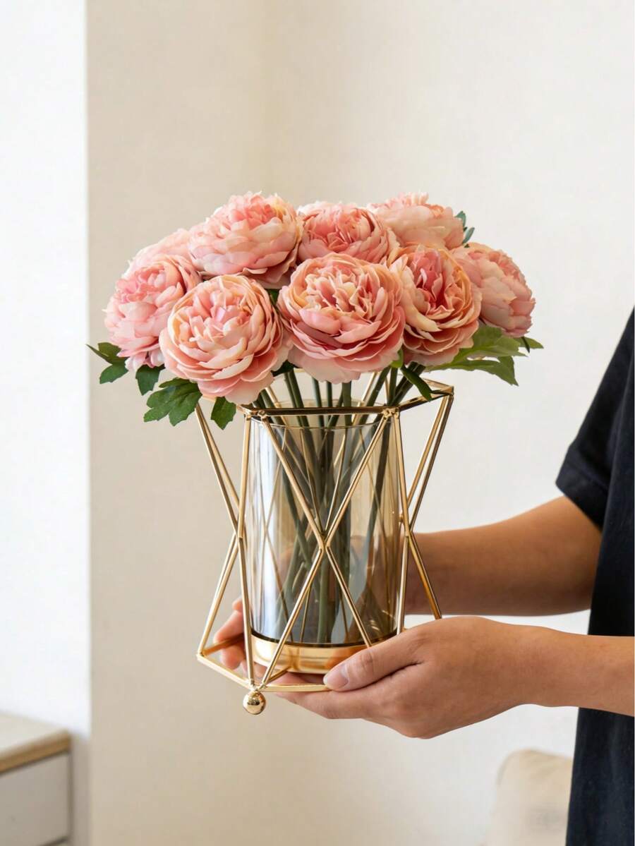 1pc Luxury Iron Flower Vase Decor, Suitable For Home Living Room, Wedding Decoration, Restaurant Candlelight Dinner Props, Home Decor, Vase, Center Piece, Dining Table Decoration, Wedding, Birthday, Room Decoration, Bedroom Decor, Wedding Decoration, Home Decoration, Decorative Items, Room Decor Accessories, Bedroom Decoration, Decorations.
