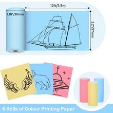 57x25mm Colorful Thermal Printer Paper Rolls - Non-Adhesive/Self-Adhesive Pink Yellow Blue Instant Photo Paper Refills Compatible With Mini Pocket Printers & Video Cameras For Journals, Memos & Notes - View 6