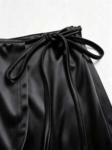 Faldas elegantes para mujer, faldas casuales para mujer, faldas de oficina, faldas para el lugar de trabajo de mujer, faldas de satén para mujer, faldas de satén para mujer, faldas de fiesta elegantes para mujer, faldas de primavera y verano para - Negro - Ver 3