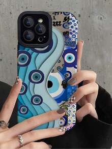 1 pieza de funda para teléfono suave anticaída con patrón de ojos en 3D compatible con iPhone y - Multicolor - Ver 3