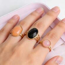 Juego de 15 anillos de mujer con formas geométricas, estilo mixto elegante y de lujo, anillos de dedo de varias piezas para fiesta, boda, uso diario, regalo de joyería de moda, envío aleatorio - 15 anillos punk al azar - Ver 8