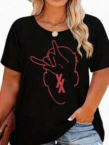 Camiseta gráfica para mujer, de algodón, informal, de manga corta, de moda de temporada, con cuello redondo, estilo minimalista, con estampado de anime/eslogan/banda, de tela cómoda y de elasticidad media, lavable a máquina - Versátil para el uso diario, deportivo o en ocasiones especiales. - Negro - Ver 6