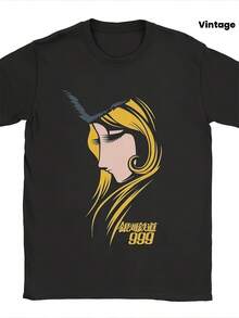 Camiseta Galaxy Expressed 999 para Hombre, Estilo Anime, Vintage, Manga Corta, Cuello Redondo - Negro - Ver 6