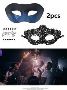 1/2 Sets Lace Venetian Masquerade Masks, Suitable For Couples, Perfect For Parties, Elegant Gatherings, Friends Meetups, Halloween, Carnival, Valentine's Day And Other Occasions To Keep The Mystery - Multicolor - View 15