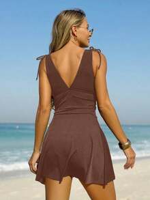 Swim Chiccia Falda ajustada y sexy para playa/natación y conjunto deportivo de mujer - Negro - Ver 10