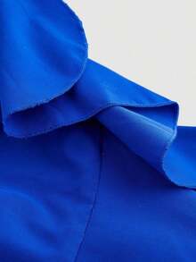 MOD Vestido asimétrico azul con volantes en el bajo, con aire romántico y soñador, apropiado para citas, fiestas, vacaciones, fiestas de té, atuendo de cumpleaños - Blanco - Ver 7