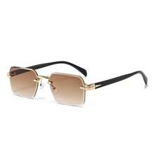 1PC Gradient Vintage Fashion Rimless Glasses, Made Of High-Quality Metal Rimless Design, Unisex, Suitable For Holidays, Travel, Street Photography, Hiking, Parties, Music Festivals, Concerts And Other Occasions, Also A Good Gift Choice - Multicolor - View 2