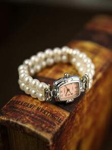 1pc Fashion Casual Youth Quartz Watch Gold Bracelet Style Dial Suitable For Daily Wear Back To School/Graduation Gift - White - View 3