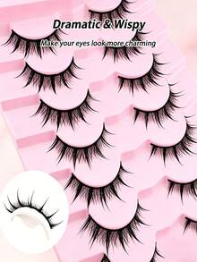7 Pairs Wet-Look Cat Eye False Eyelashes | C/D Curl, Natural Anime Style, Reusable, Suitable For Cosplay And Various Occasions - View 5