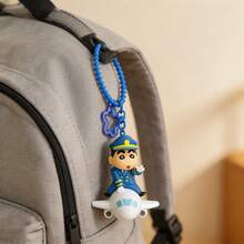 MINISO Cute 3D Shinchan Bag Charm With High-Detail PVC Figurine And Beaded Bracelet, Fun Cartoon Keyring For Backpack, Keys, Car Or Room Display, Multiple Styles Available - Red and Yellow - View 3