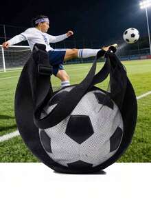 1 buah Tas Bola Tunggal Bergaya, Tas Bola Jaring, Tas Penyimpanan Bola Basket, Tas Sepak Bola, Tas Selempang Serut - Kantong Ponsel Terintegrasi, Kain Oxford Berkualitas Tinggi, Dapat Dicuci dengan Mesin, Abu-abu/Biru/Hitam, Cocok untuk Olahraga dan Penggunaan Sehari-hari - MultiWarna - View 4