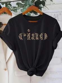[Regular Fit] - Short Sleeve T-Shirt - Casual Heart Print Ciao Perfect Birthday Or Holiday Gift Choice For Friends, Family, Boyfriend Or Girlfriend - 黑色 - 查看 7