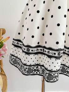 Vestido romántico de vacaciones casuales, azul y blanco, con estampado de flores, cuello halter, cintura ajustada y escote hueco para mujeres - Multicolor 4 - Ver 2