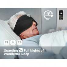 TOPOINT - Máscara de sueño con auriculares Bluetooth, máscara de ojos 3D para dormir con ruido blanco, oscurecimiento total, Bluetooth 5.4, temporizador, 15 horas para mujeres y hombres, viajes - Negro 3D - Ver 5