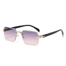1PC Gradient Vintage Fashion Rimless Glasses, Made Of High-Quality Metal Rimless Design, Unisex, Suitable For Holidays, Travel, Street Photography, Hiking, Parties, Music Festivals, Concerts And Other Occasions, Also A Good Gift Choice - Multicolor - View 14