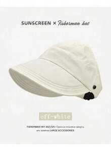 1 Piece Women's Breathable Wide Brim Sun Hat, Open Top Design | Suitable For Ponytail Hairstyles, Summer Sun Protection Hat, Foldable And Packable - Whitish - View 12