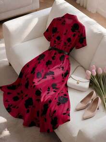 Women Midi Dresses - 紅色的 - 查看 2